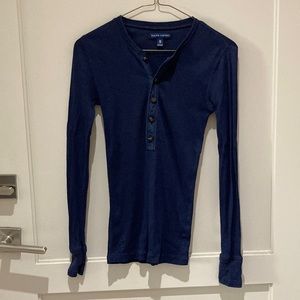 Navy Ralph Lauren cotton henley long sleeved shirt, size XS
